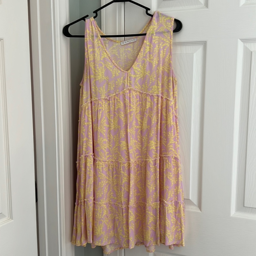 Karlie pink and yellow sleeveless dress